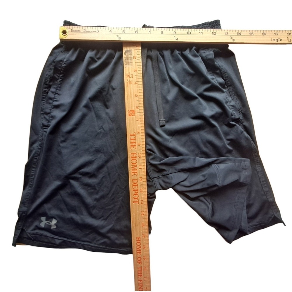Under Armour Mens Loose Fit Athletic Gym Shorts Black Medium Drawstring Pockets - Picture 3 of 5